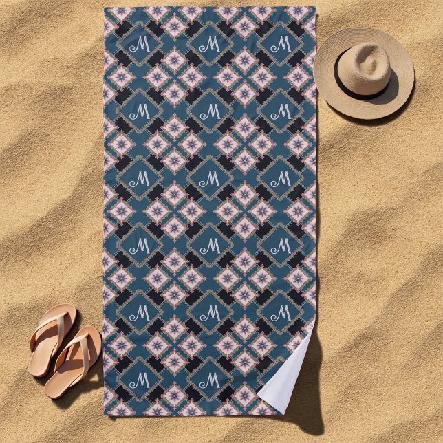 Serviette De Plage Moderne Pastel Géométrique Floral Motif (Créateur téléchargé)