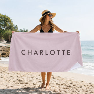Serviette de plage moderne personnalisée rose pâle