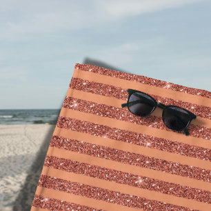 Serviette De Plage Moderne rayures verticales orange mangue pailletée
