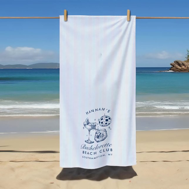 Serviette de plage moderne rétro bleu et gris pour (Créateur téléchargé)