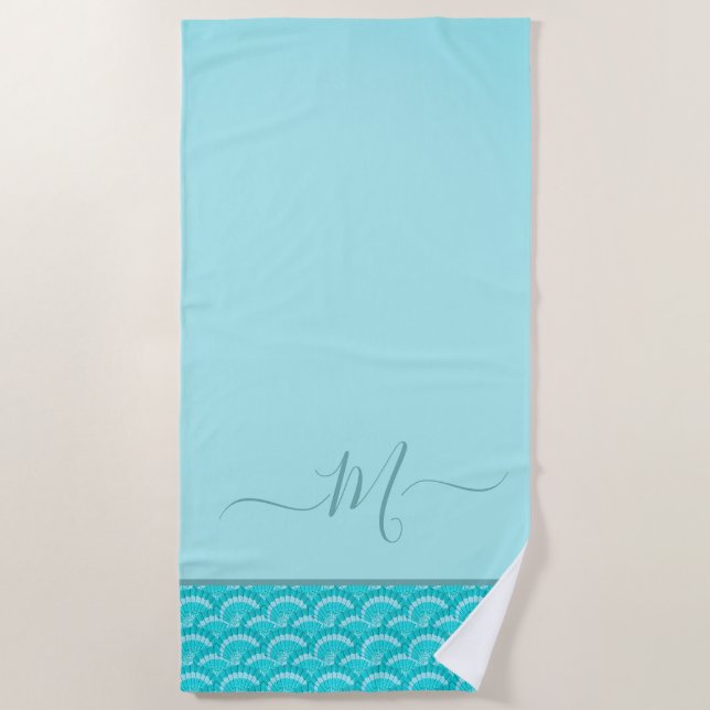 Serviette De Plage Moderne Tropical Turquoise Turquoise Aqua Blue Sea (Devant)