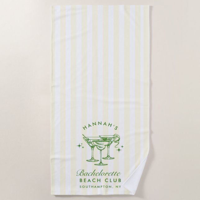 Serviette de plage moderne verte et jaune pour ent (Devant)