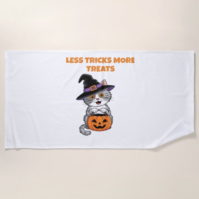 Serviette De Plage Moins De Trucs Plus De Traitements Cadeaux Hallowe (Devant)