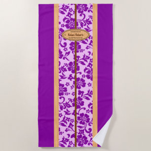 Serviette De Plage Mokuleia Hawaiian Faux Wood Monogram Surboard
