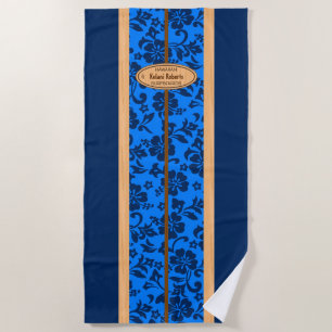 Serviette De Plage Mokuleia Hawaiian Faux Wood Monogram Surboard