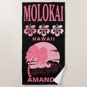 Serviette De Plage Molokai Hawaii Pink Beach Bachelorte Personnalisée