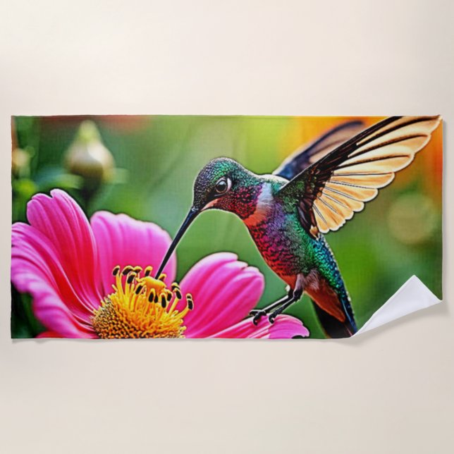 Serviette De Plage Moments magiques de colibri Design (Devant)