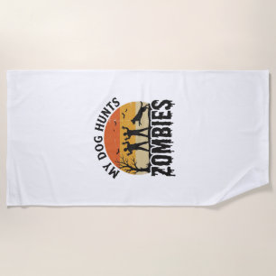 Serviette De Plage Mon chien chasse les zombies Vintage Halloween Art