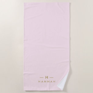Serviette De Plage Monogram Blush   Elegant Gold Minimum
