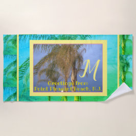 Serviette De Plage Monogram Palm Trees N.J. Beach Towne