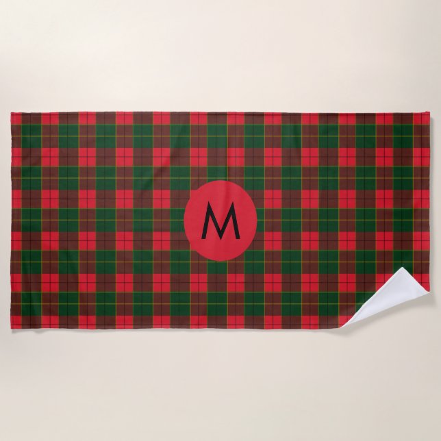 Serviette De Plage Monogram Winter Holiday Tartan pattern Scottish (Devant)