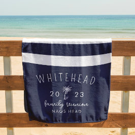 Serviette De Plage Monogramme de marine à bande de palme marine