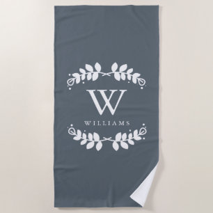 Serviette De Plage Monogramme encadré en gris ardoise