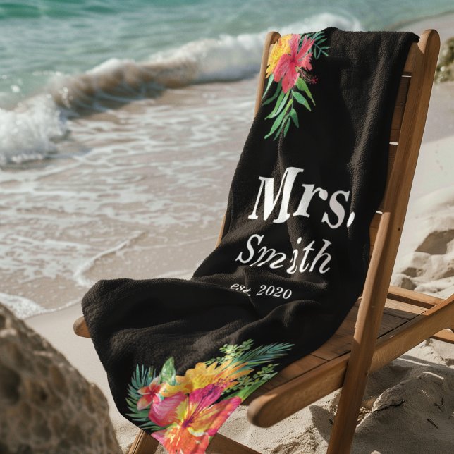 Serviette De Plage Monogramme Floral (Créateur téléchargé)