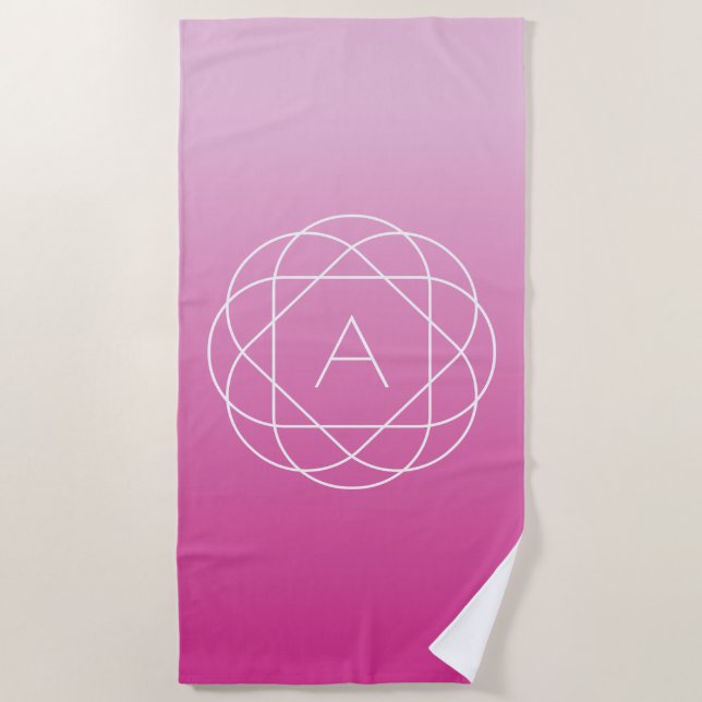 Serviette De Plage Monogramme géométrique semblable à une fleur | Omb (Devant)