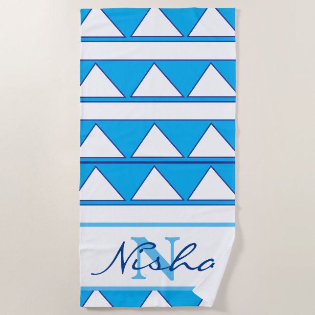 Serviette De Plage Monogramme géométrique triangulaire (Devant)