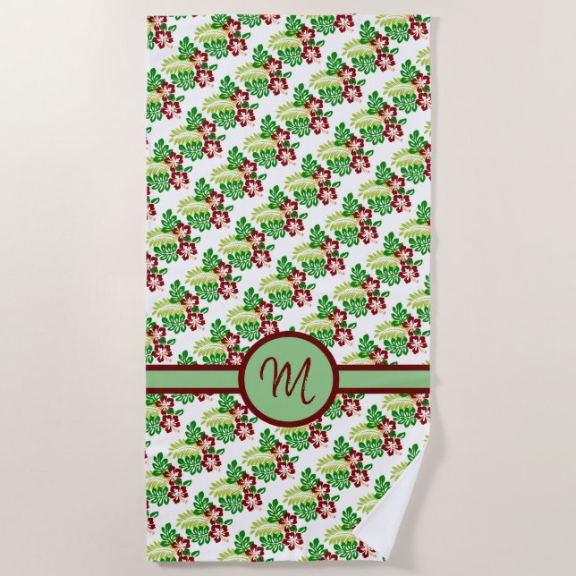 Serviette De Plage Monogramme Hibiscus (Devant)