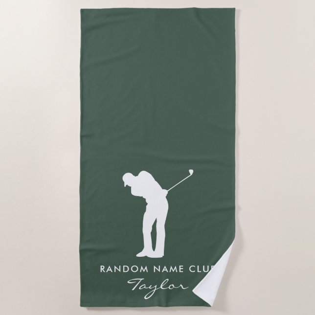 Serviette De Plage Monogramme Moderne Sage Green Club Nom Personnalis (Devant)