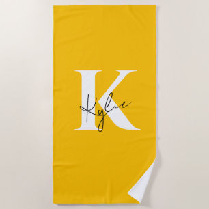 Serviette De Plage Monogramme personnalisé moderne et dynamique -
