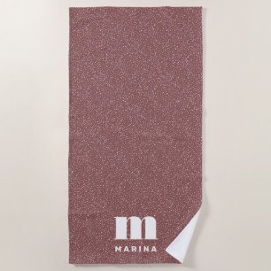 Serviette De Plage Monogramme personnalisé moderne mauve imprimé anim