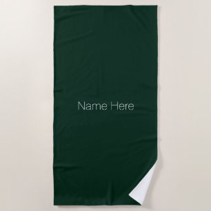 Serviette De Plage monogramme personnalisé vert pin foncé