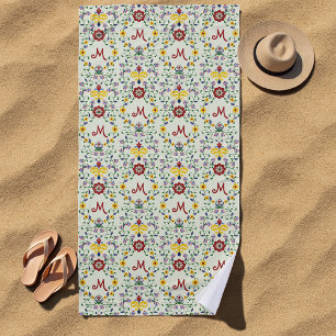 Serviette De Plage Monogramme scandinave Motif scandinave de roupie n
