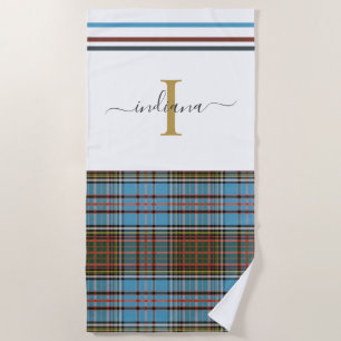 Serviette De Plage Monogramme Script Plaid Tartan Clan Anderson Check