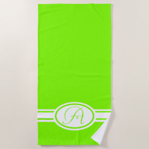 Serviette De Plage monogramme vert de la Chartreuse