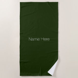 Serviette De Plage Monographie de texte minimaliste vert foncé