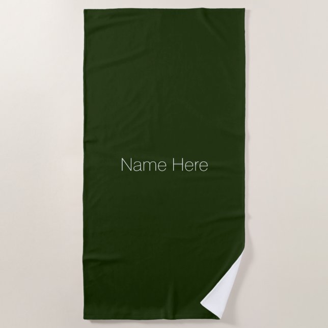 Serviette De Plage Monographie de texte minimaliste vert foncé (Devant)