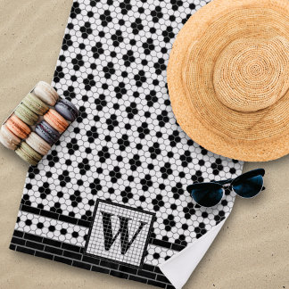Serviette De Plage Monographie d'impression de carreaux hexadécimales