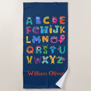 Serviette De Plage Monstre Personnalisé ABC Monstres Silly Alphabet