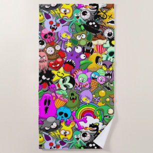 Serviette De Plage Monstres caractères mignons Motif d'Halloween