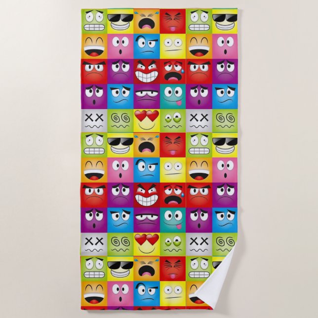 Serviette De Plage Moods and Emoticons (Devant)