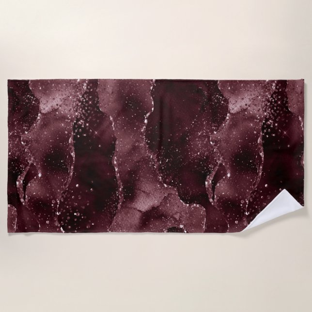 Serviette De Plage Moody Agate | Vin Bordeaux Sangria Merlot Maroon (Devant)