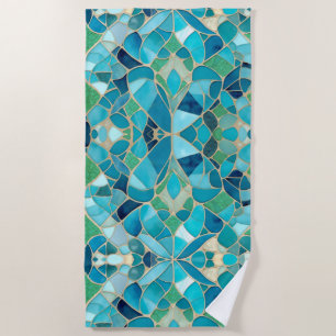Serviette De Plage Mosaïque Abstraite turquoise