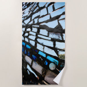 Serviette De Plage Mosaïque de miroir bleu
