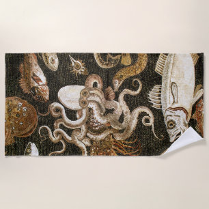 Serviette De Plage Mosaïque romaine antique Pompéi Sea Life Mosaïque