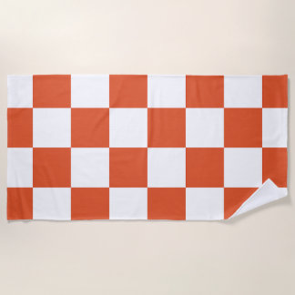 Serviette De Plage Motif à carreaux orange et blanc