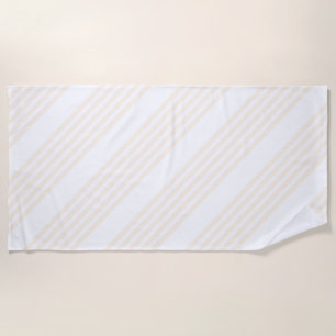 Serviette De Plage Motif à cinq rayures beige et blanc