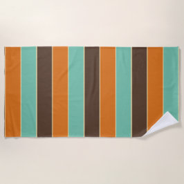 Serviette De Plage Motif à rayures vert, noir et orange