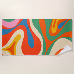 Serviette De Plage Motif Abstrait coloré Mod Swirl Retro Trippy