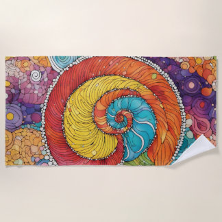 Serviette De Plage Motif abstrait d'escargot, multicolore