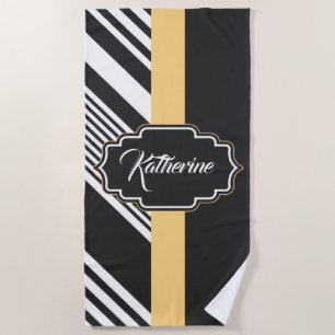 Serviette De Plage Motif Abstrait noir et blanc