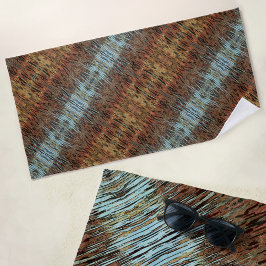 Serviette De Plage Motif Abstrait sauvage Aqua Brown et Orange