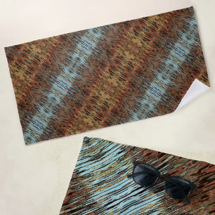 Serviette De Plage Motif Abstrait sauvage Aqua Brown et Orange