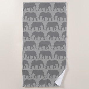 Serviette De Plage Motif africain des silhouettes d'éléphants