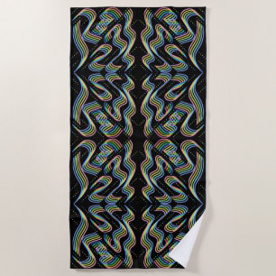 Serviette De Plage Motif artistique de rangées de rubans de couleur a