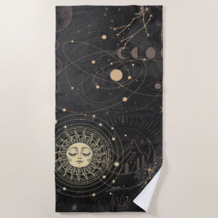Serviette De Plage Motif Astrologique Black Gold
