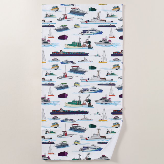 Serviette De Plage Motif au hasard des bateaux et des navires (Devant)